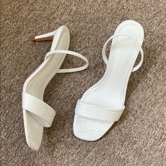 Zara Shoes - Zara white snakeskin slingback sandals